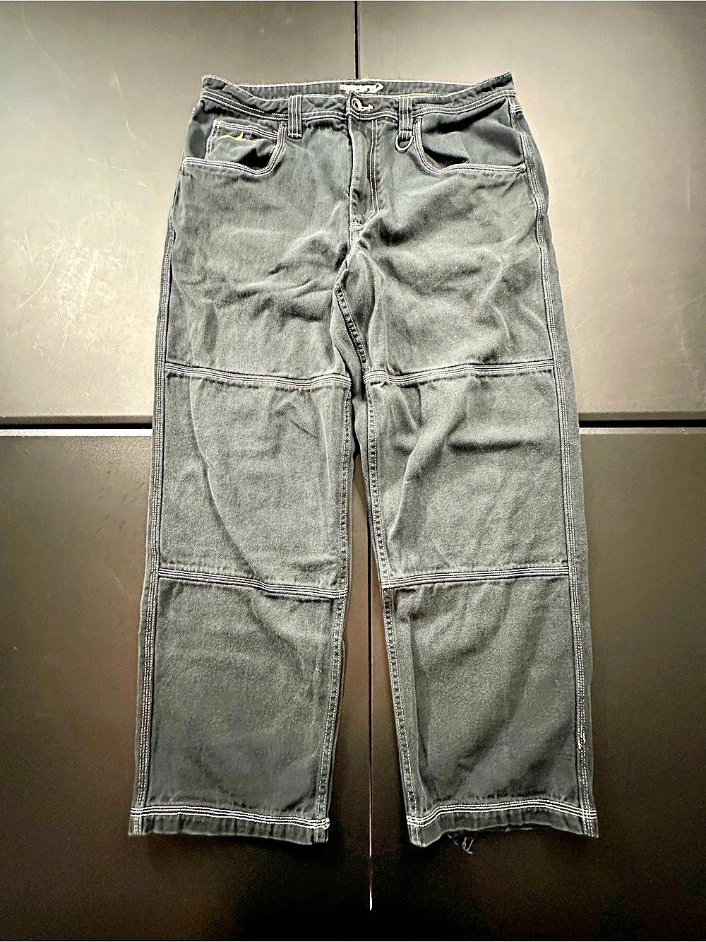 FRAYED Empyre Balck Denim Jeans with White Stitching Size 36